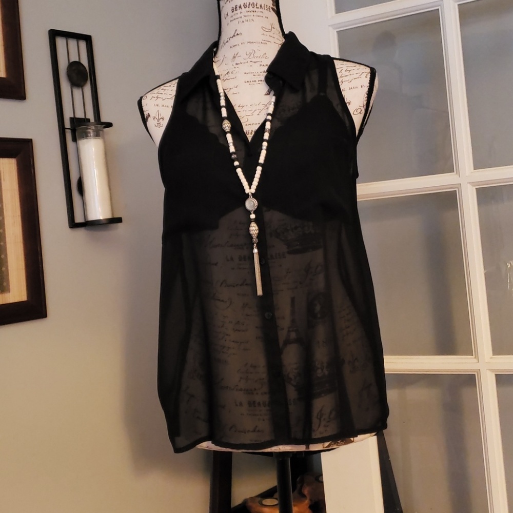 Black Chiffon Hi-Low Blouse Size S